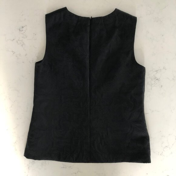 Theory C Aster Jacqua Sleeveless Scoop Neck Lined Floral Top Black Sz S NWOT - Picture 5 of 12